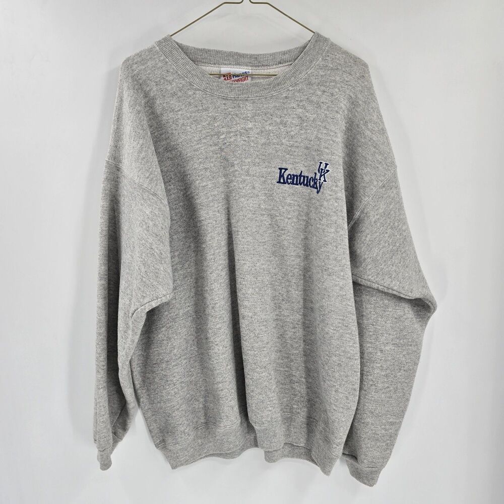 Vintage UK Kentucky Wildcats Hanes Heavyweight Sweatshirt Medium Gray USA 90s M